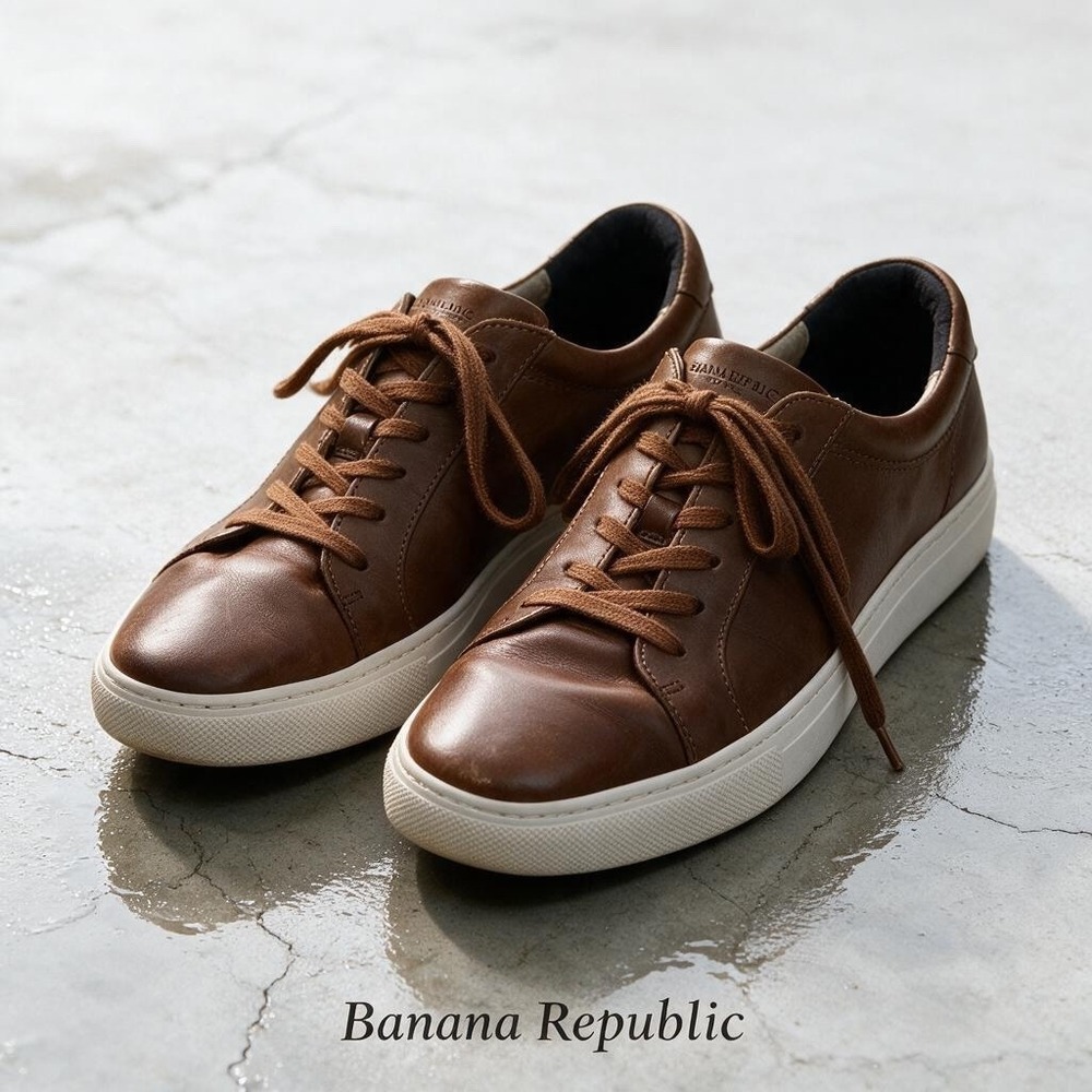 Banana Republic Mens Brown Leather Low Top Sneakers Size 10 07/18 25